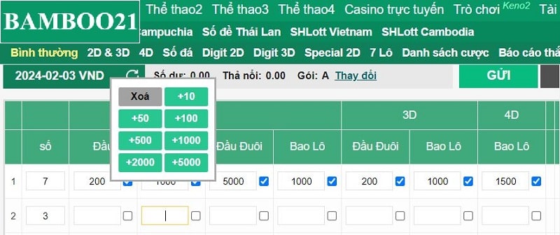 Thao tác đánh lô đề tại sảnh cược của Bamboo21